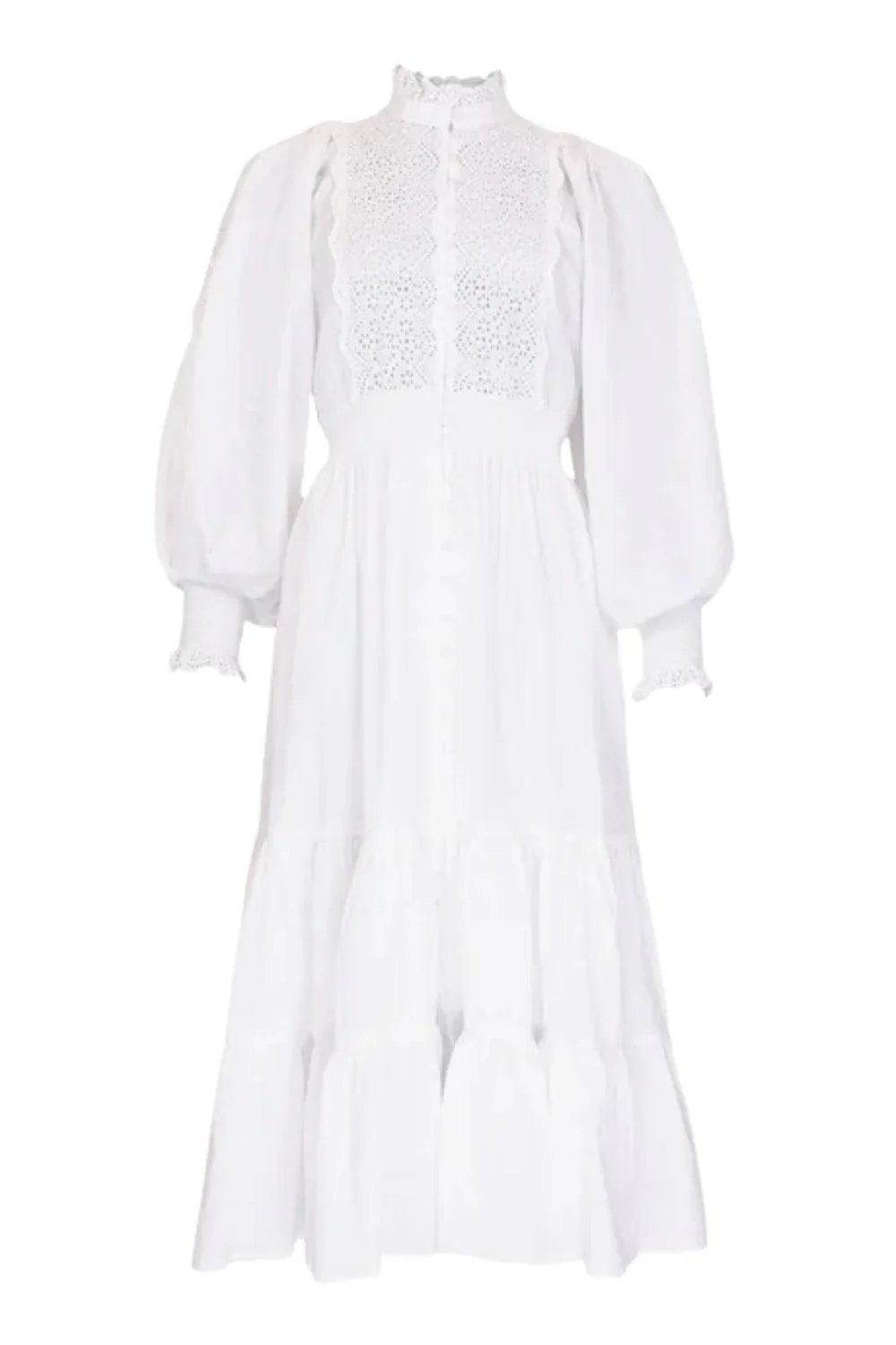 Cotton Slub Midi Dress White