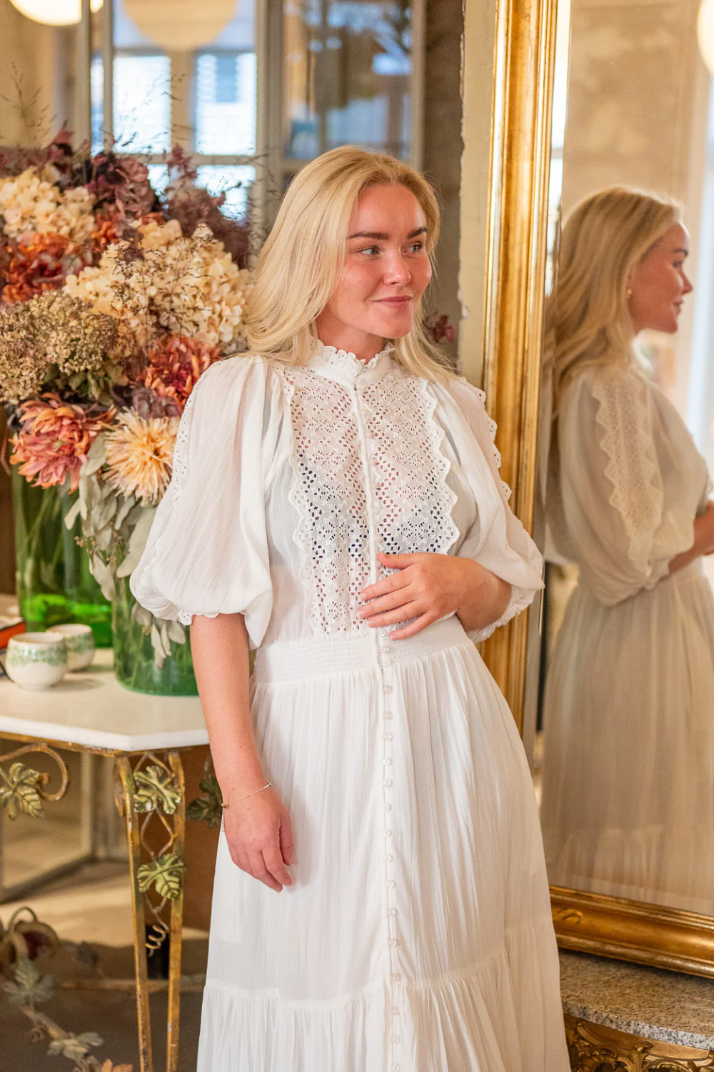 Cotton Slub Midi Dress White - Image 3