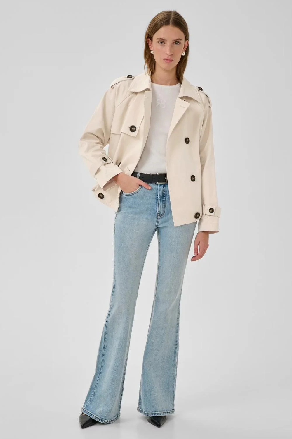 Mira Short Trenchcoat oatmeal - Image 5