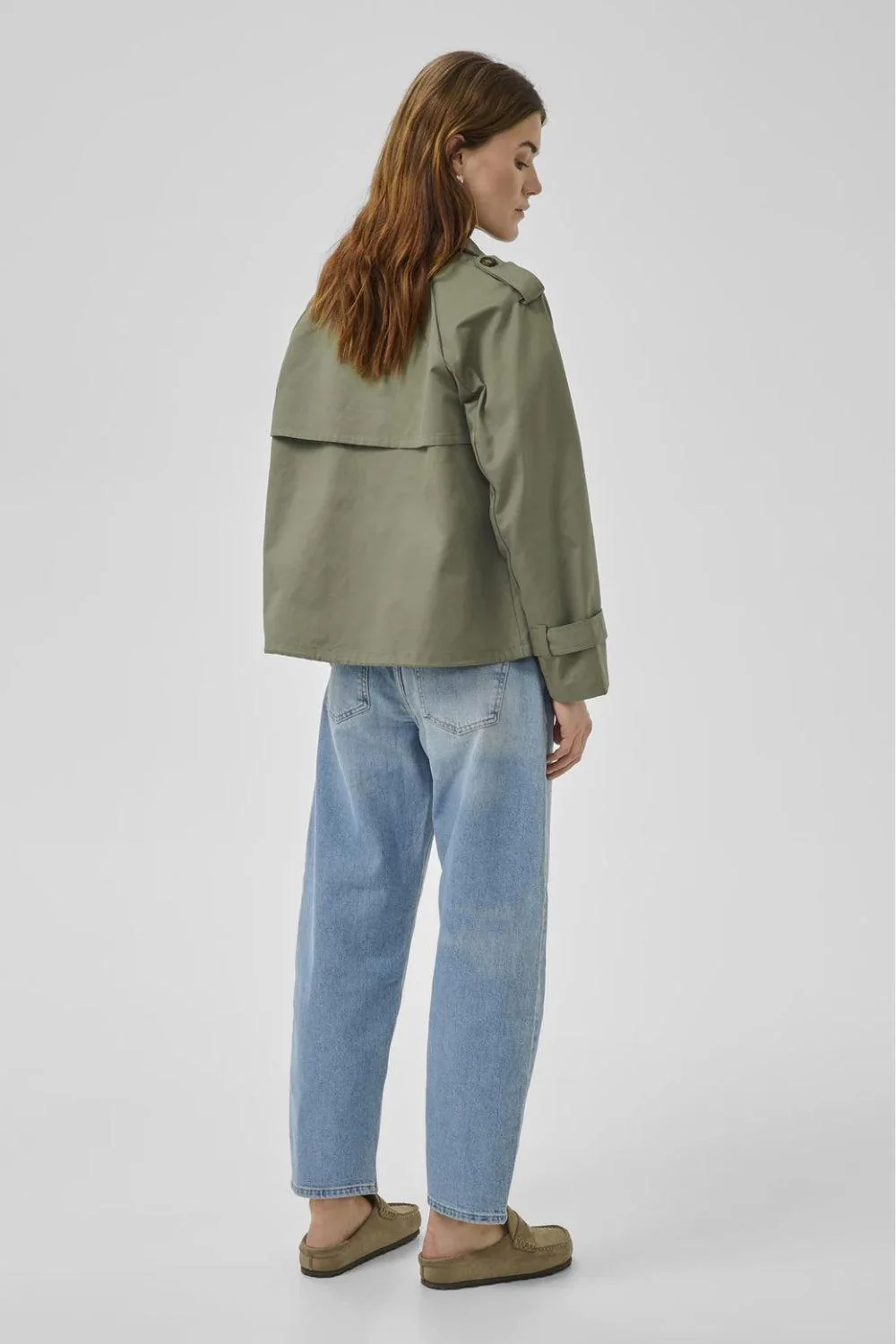 Mira Short Trenchcoat Dusty Olive - Image 4