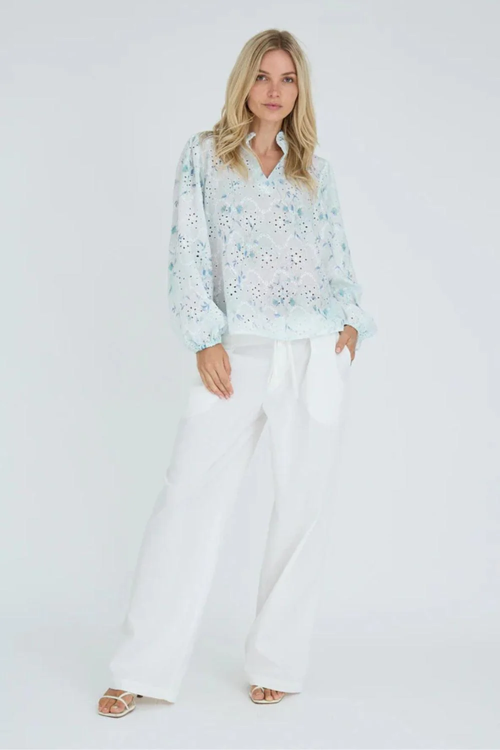Grete Blouse Blue/White - Image 2