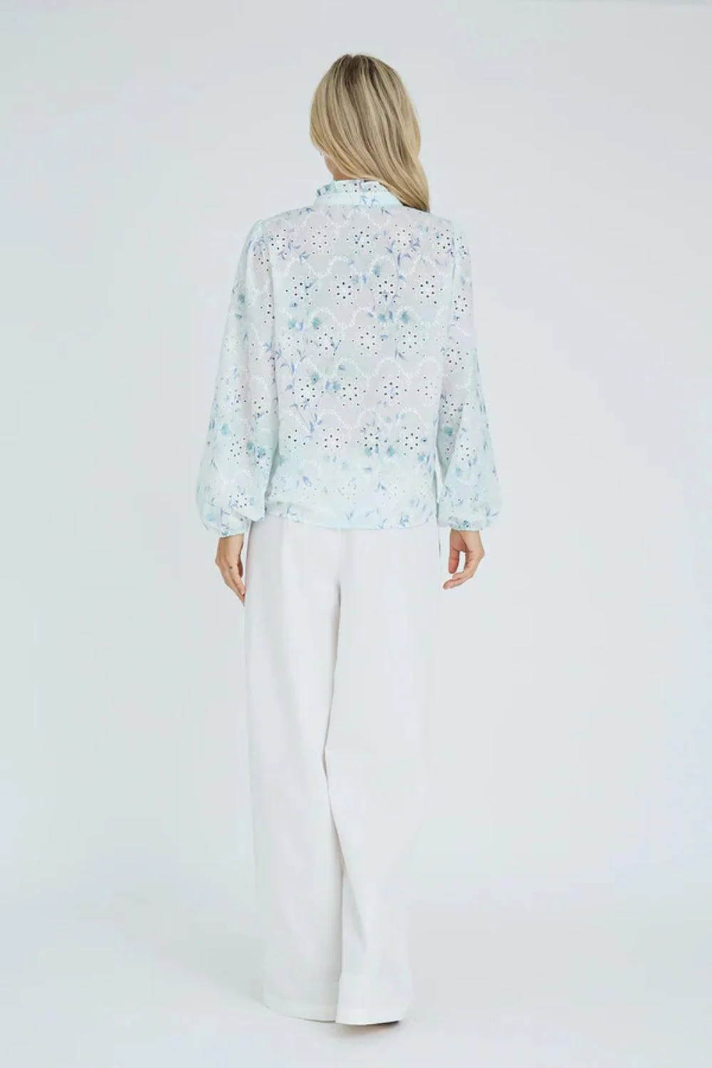 Grete Blouse Blue/White - Image 3