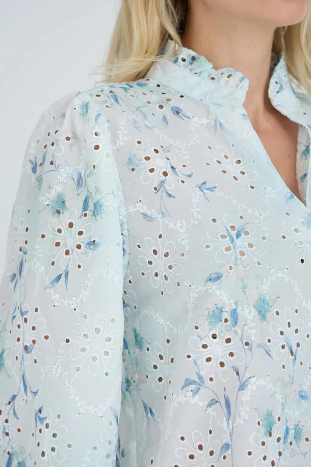 Grete Blouse Blue/White - Image 4