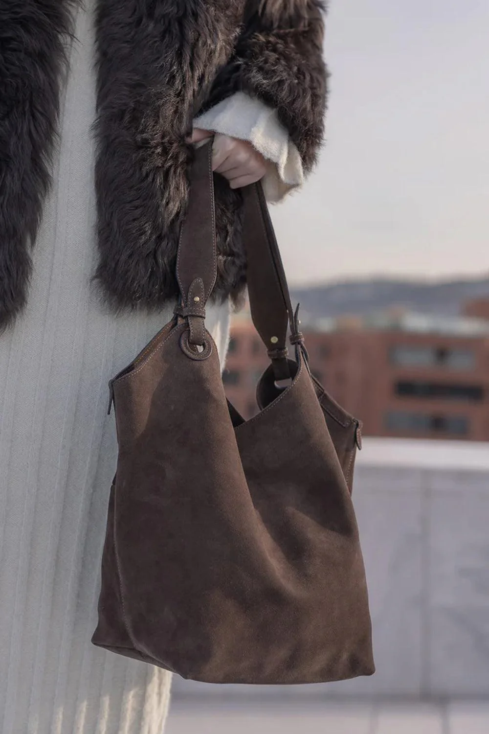 Soho Umber Suede Shoulder Bag - Image 2