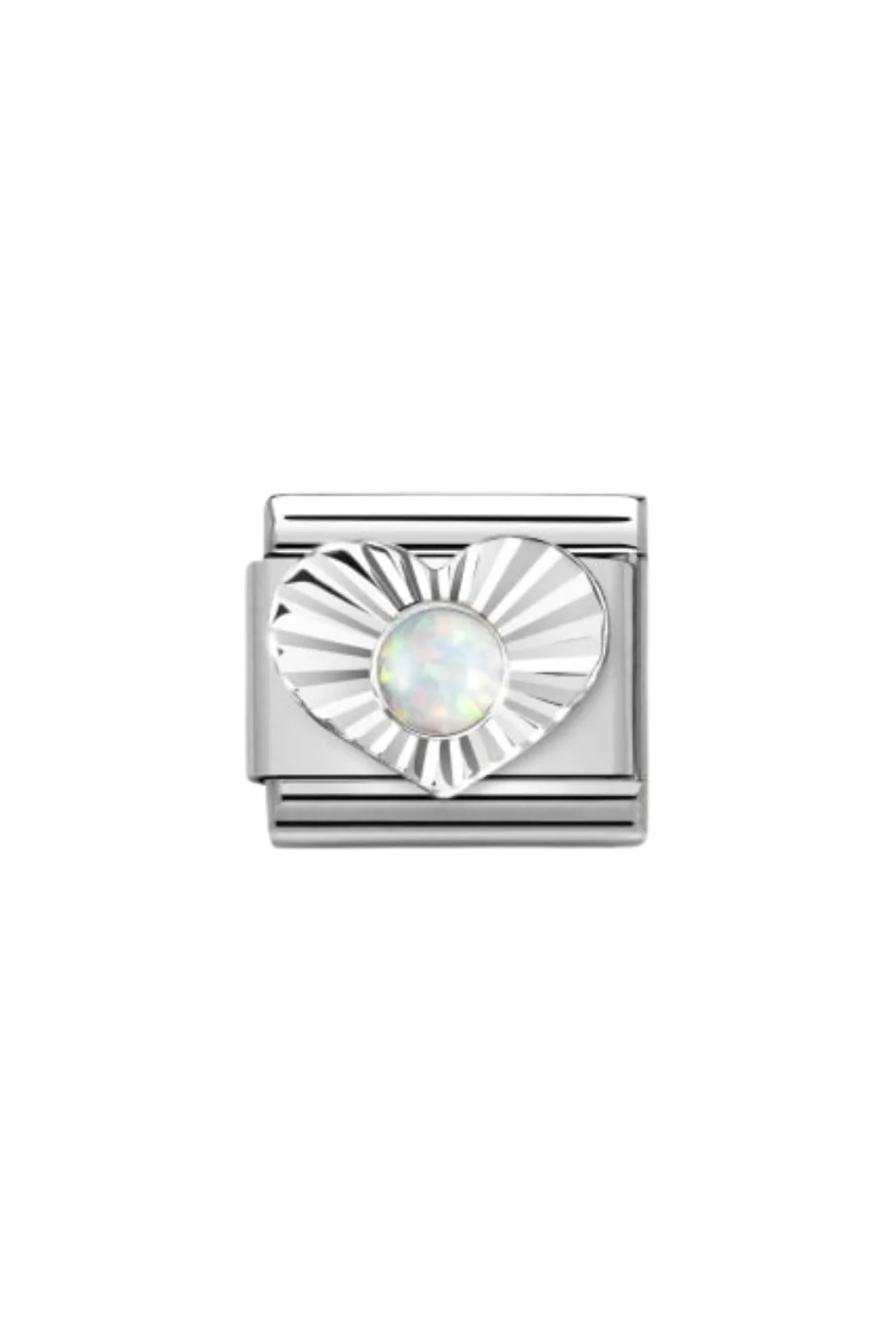 STONE 925 Sterling Silver Diamond Heart White Opal