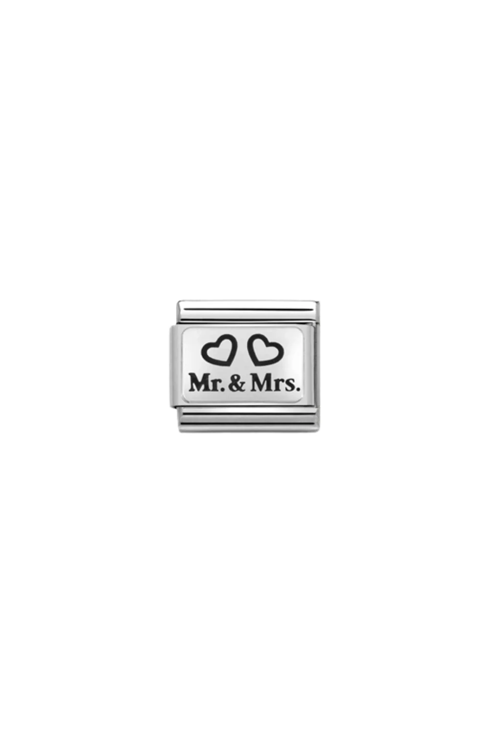 Classic Plates Oxidized 925 Sterling Silver Mr. & Mrs.