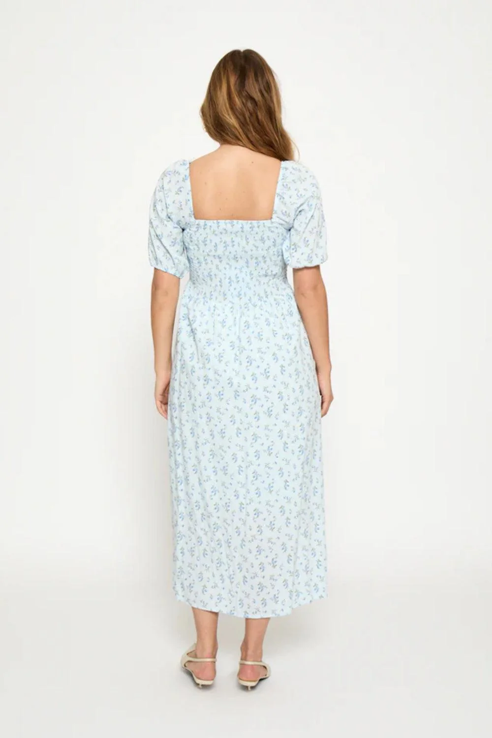 MSAnni Midi Dress Skyway Blue Print - Image 3