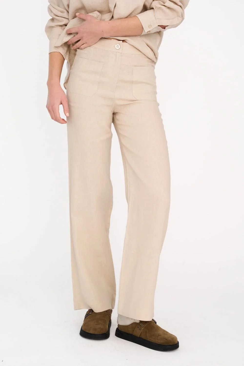 Augusta 70`s Linen Pant Stone Beige - Image 2