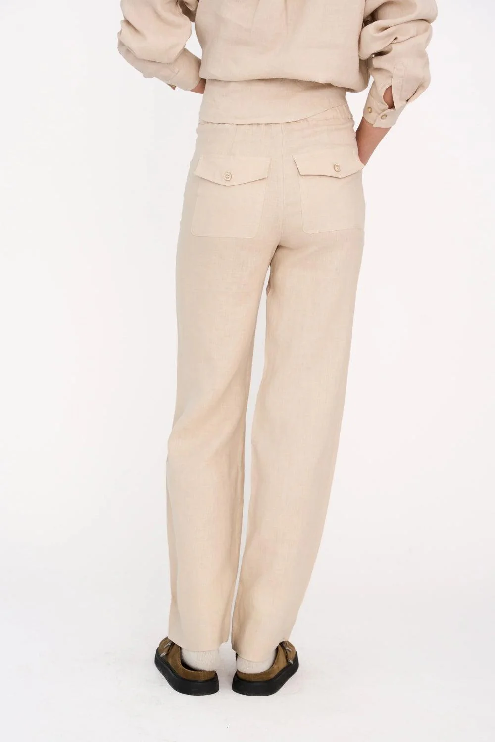 Augusta 70`s Linen Pant Stone Beige - Image 4