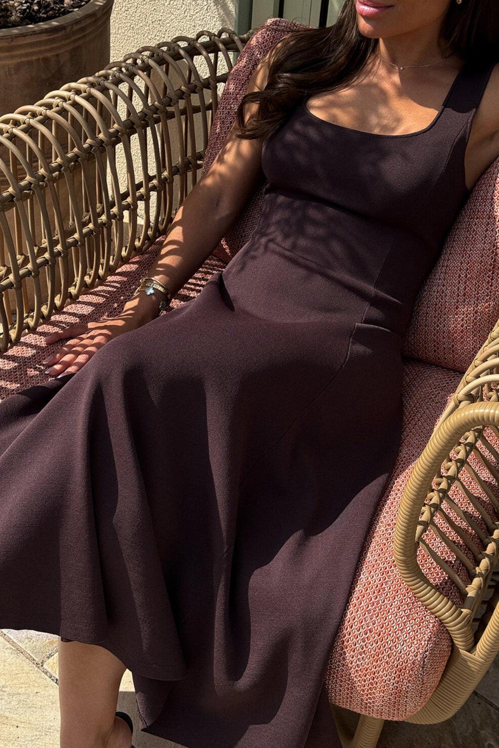 Defnen Knitted Dress Coffee - Image 6