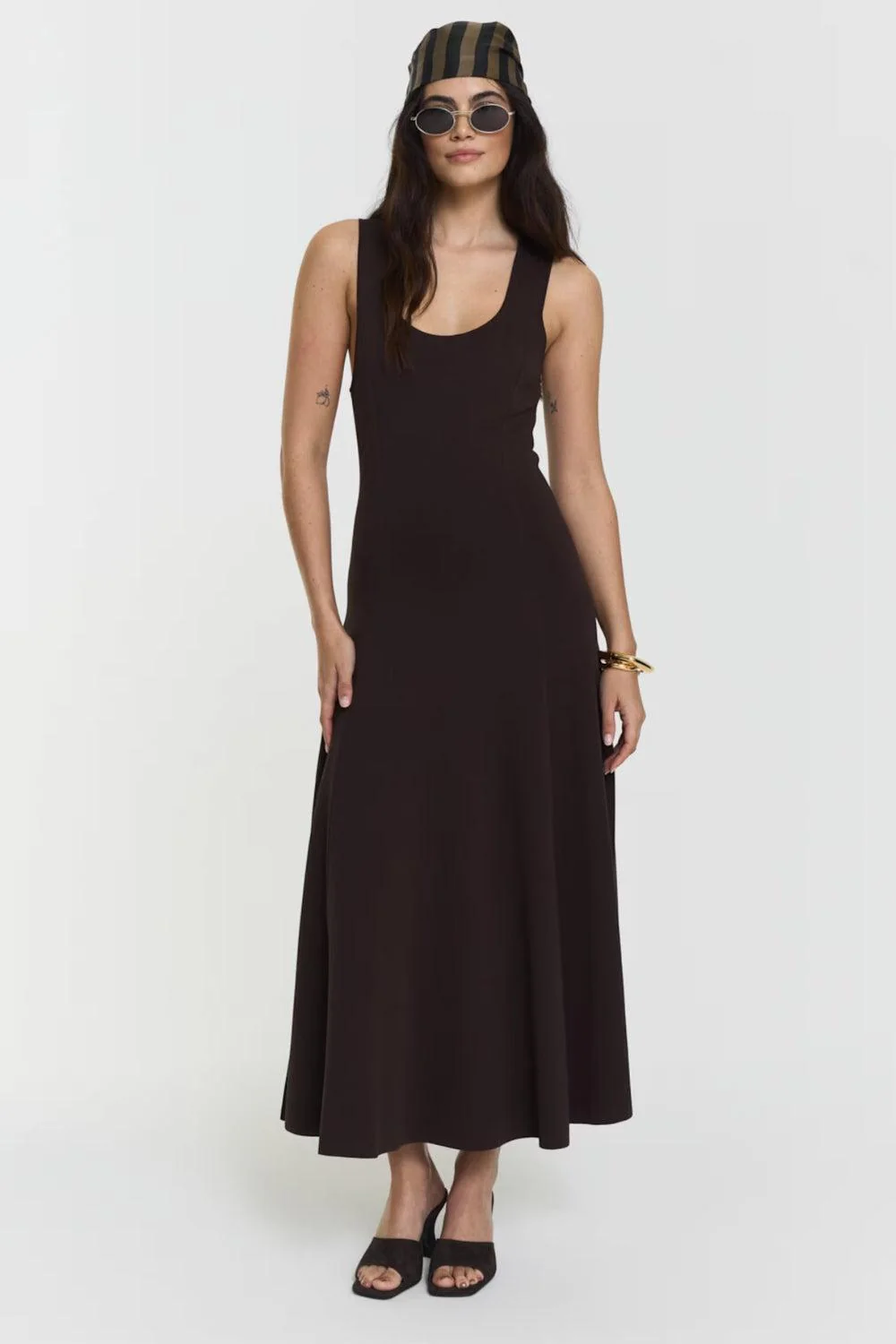 Defnen Knitted Dress Coffee - Image 7