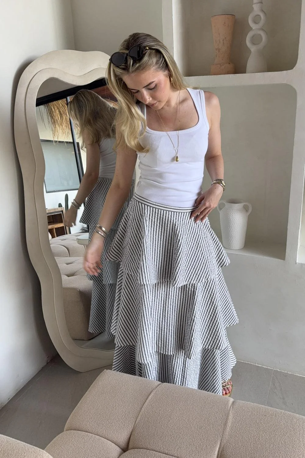 Seersucker Flounce Skirt Marine Stripe - Image 2