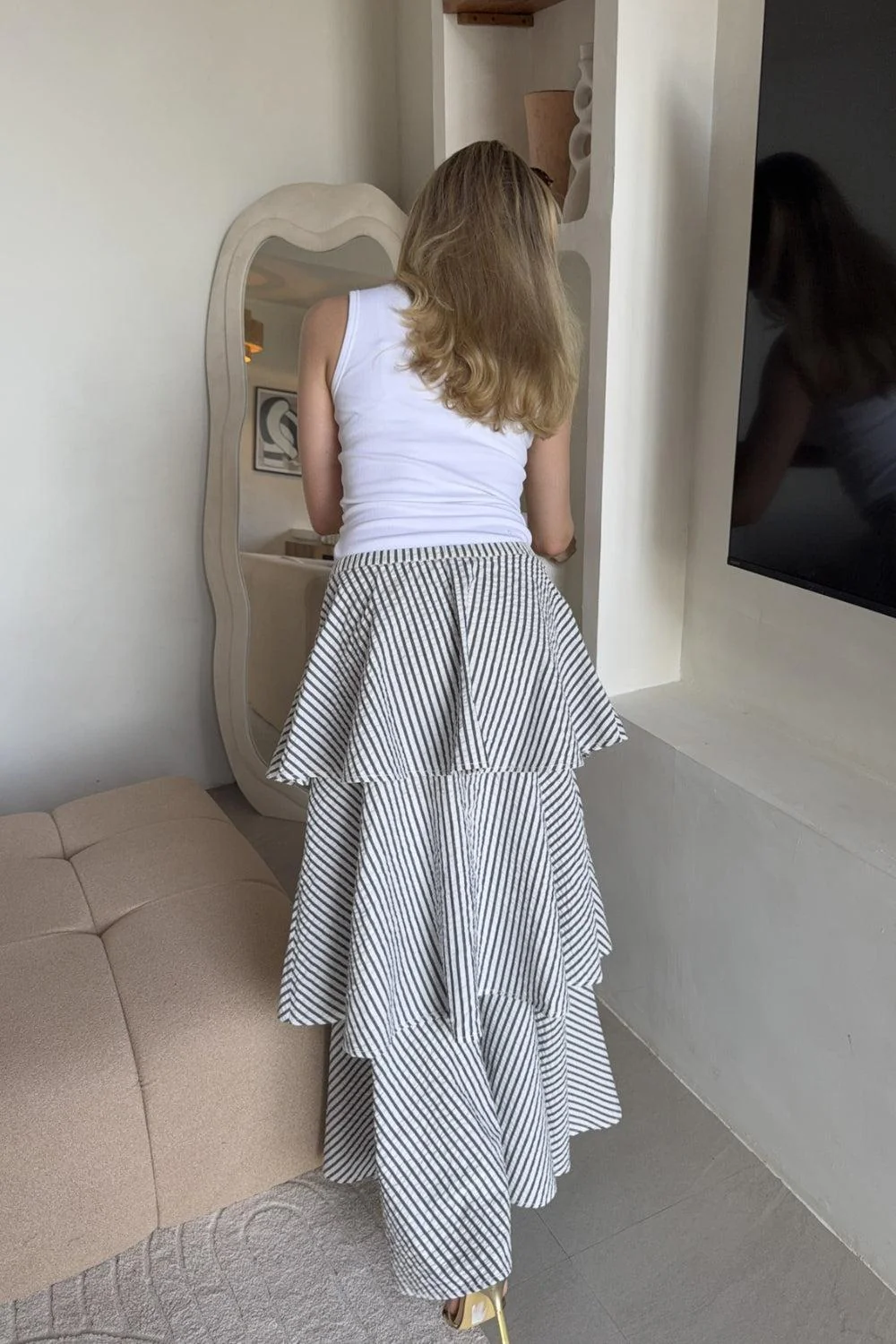 Seersucker Flounce Skirt Marine Stripe - Image 4