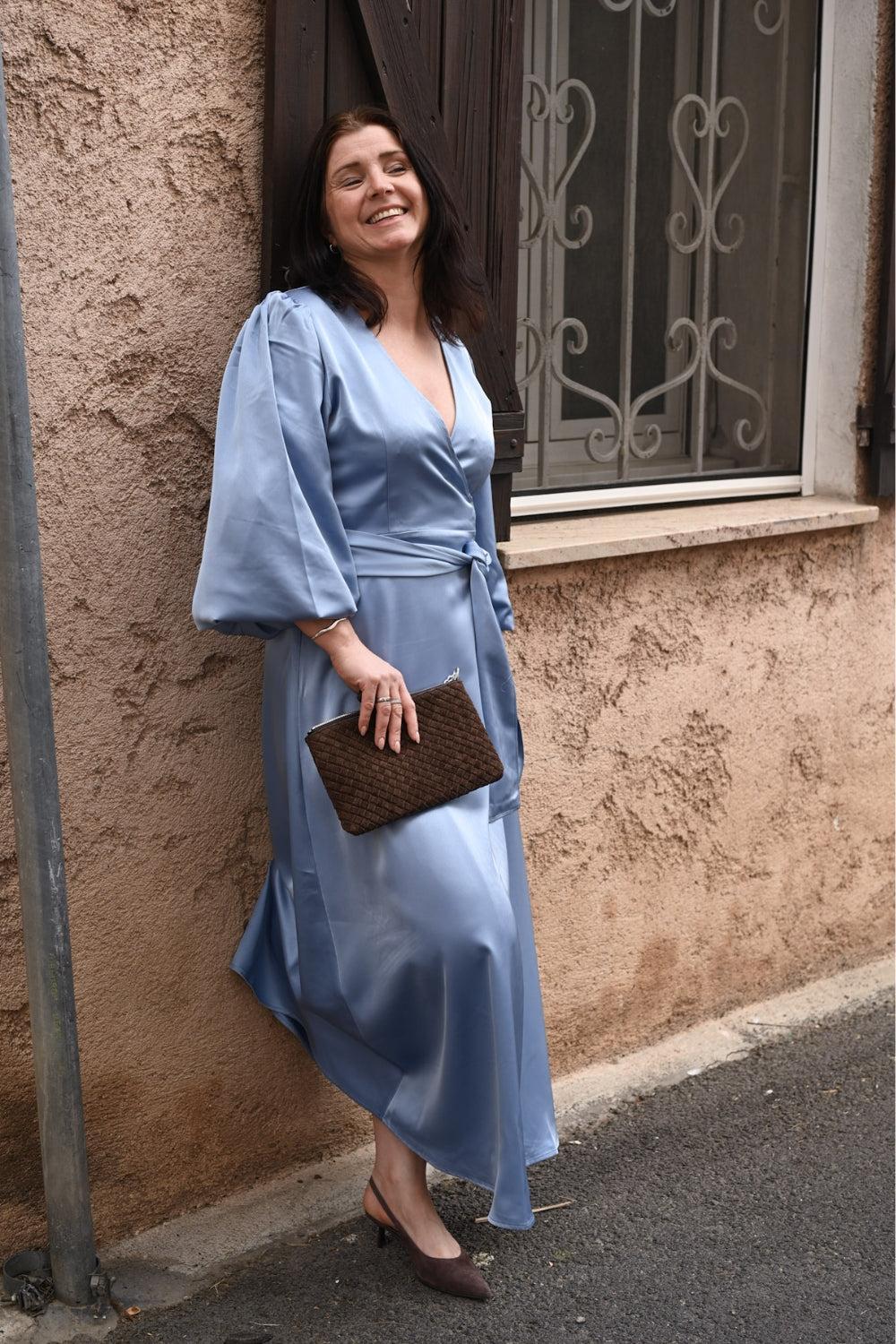 Locki Satin Maxi Dress Blue - Image 6