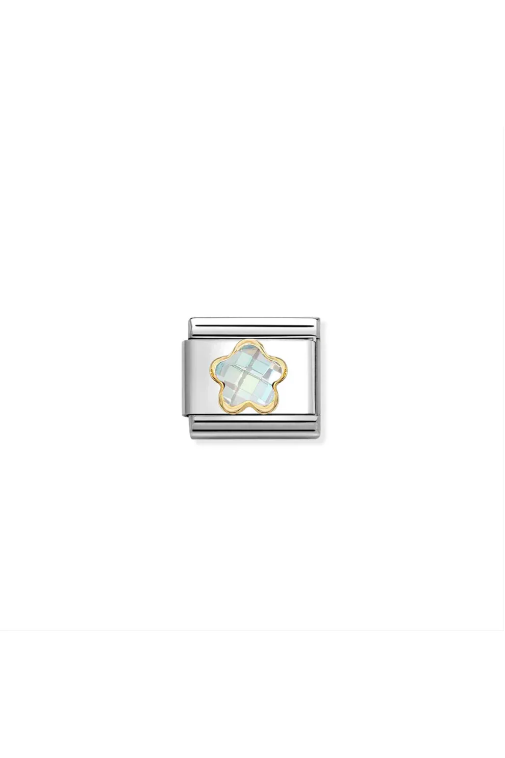 Classic Faceted 18k Gold & CZ White Flower