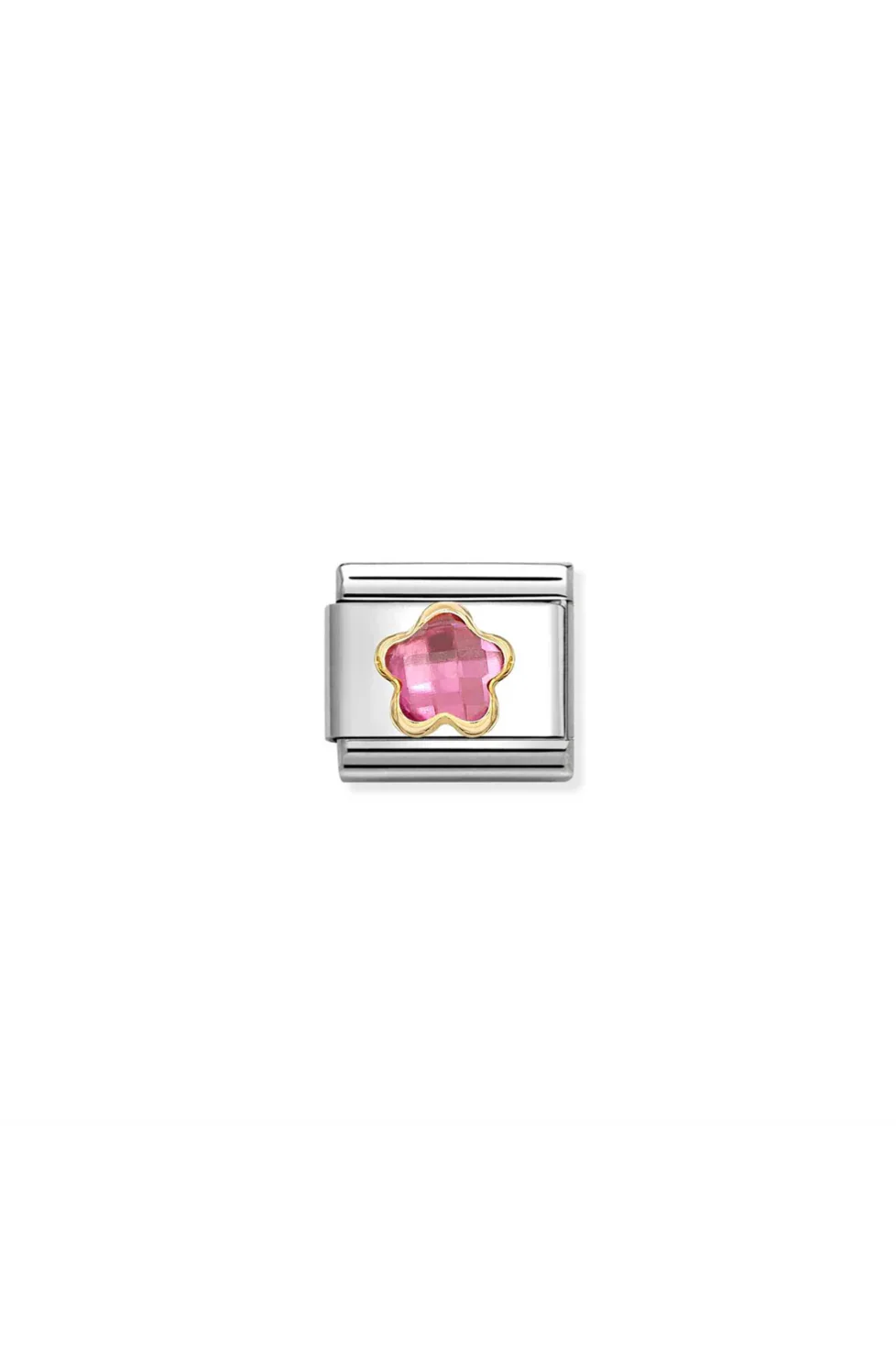 Classic Faceted 18k Gold & CZ Pink Flower