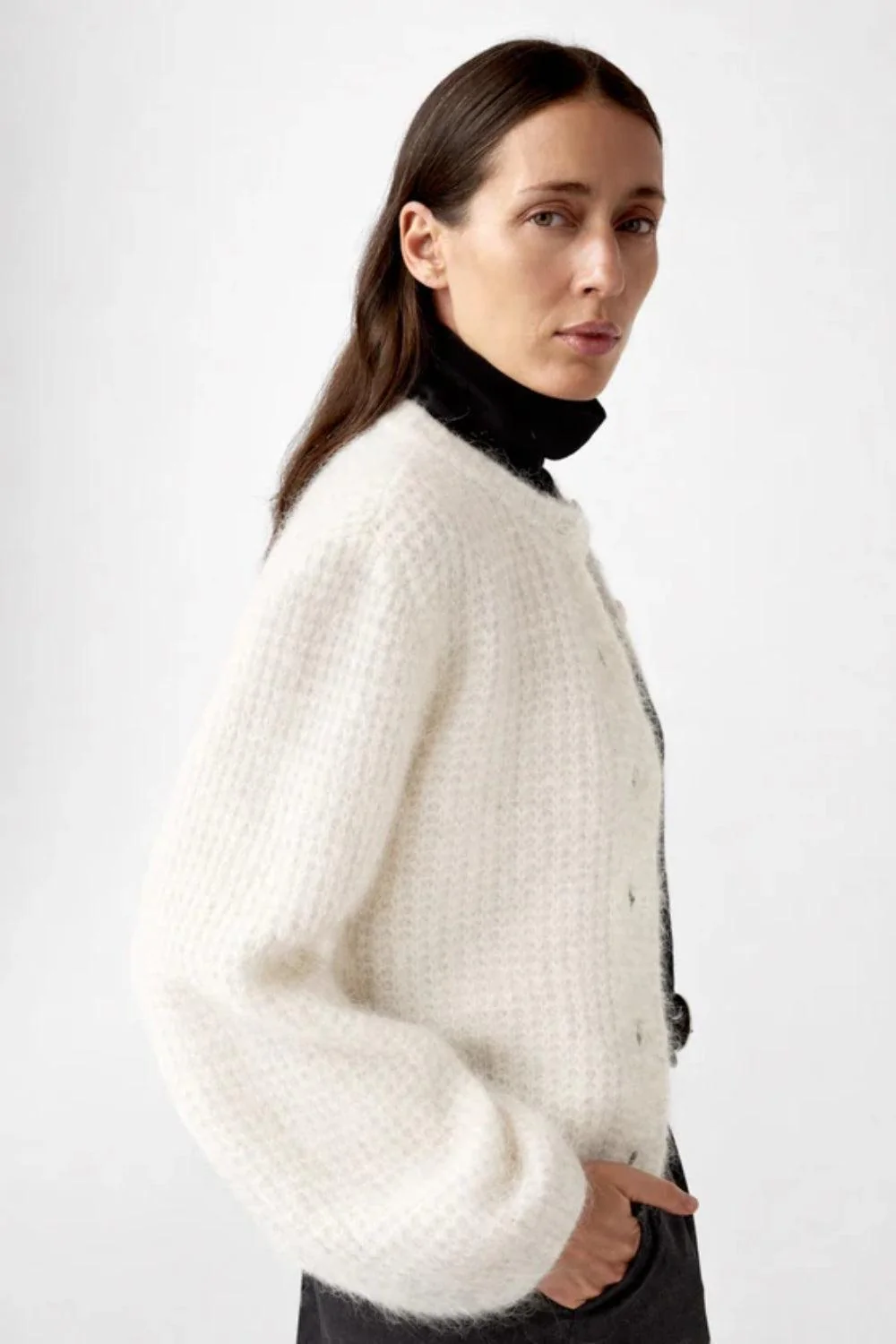 Sofia Mohair Cardigan Eggshell - Image 3