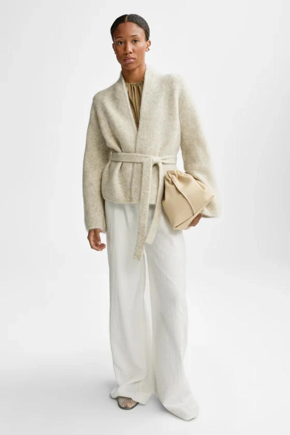 Lila Mohair Cardigan Wheat - Image 4