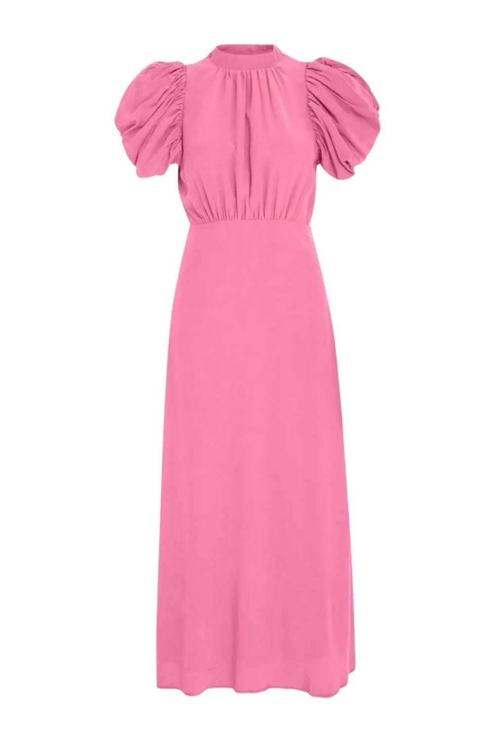 Alicia Puff Short Sleeve Open Back Midi Dress Prism Pink