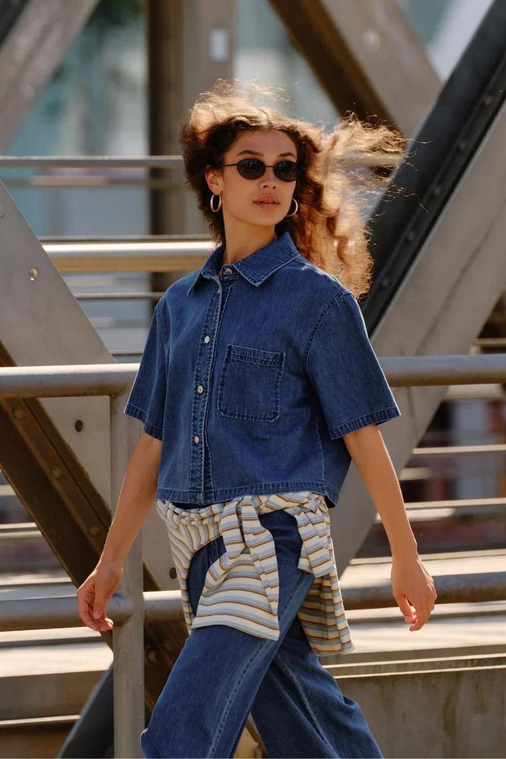 Malika Uta Oversize Shirt Mid blue - Image 2