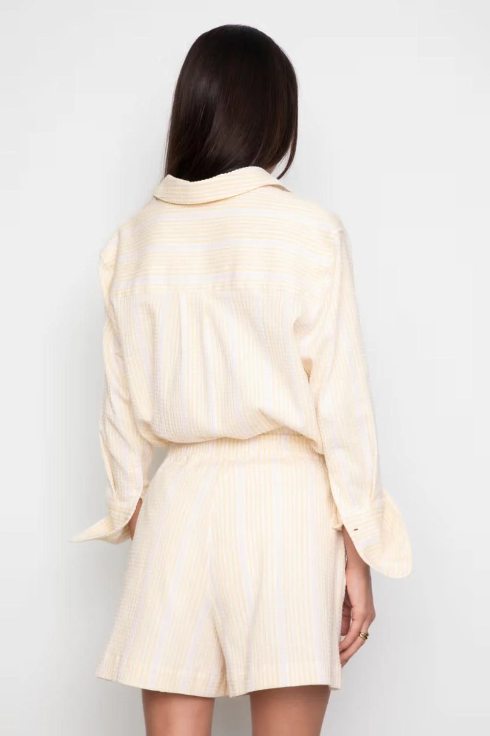Bibi Crepe Shirt Light Yellow Stripe - Image 4