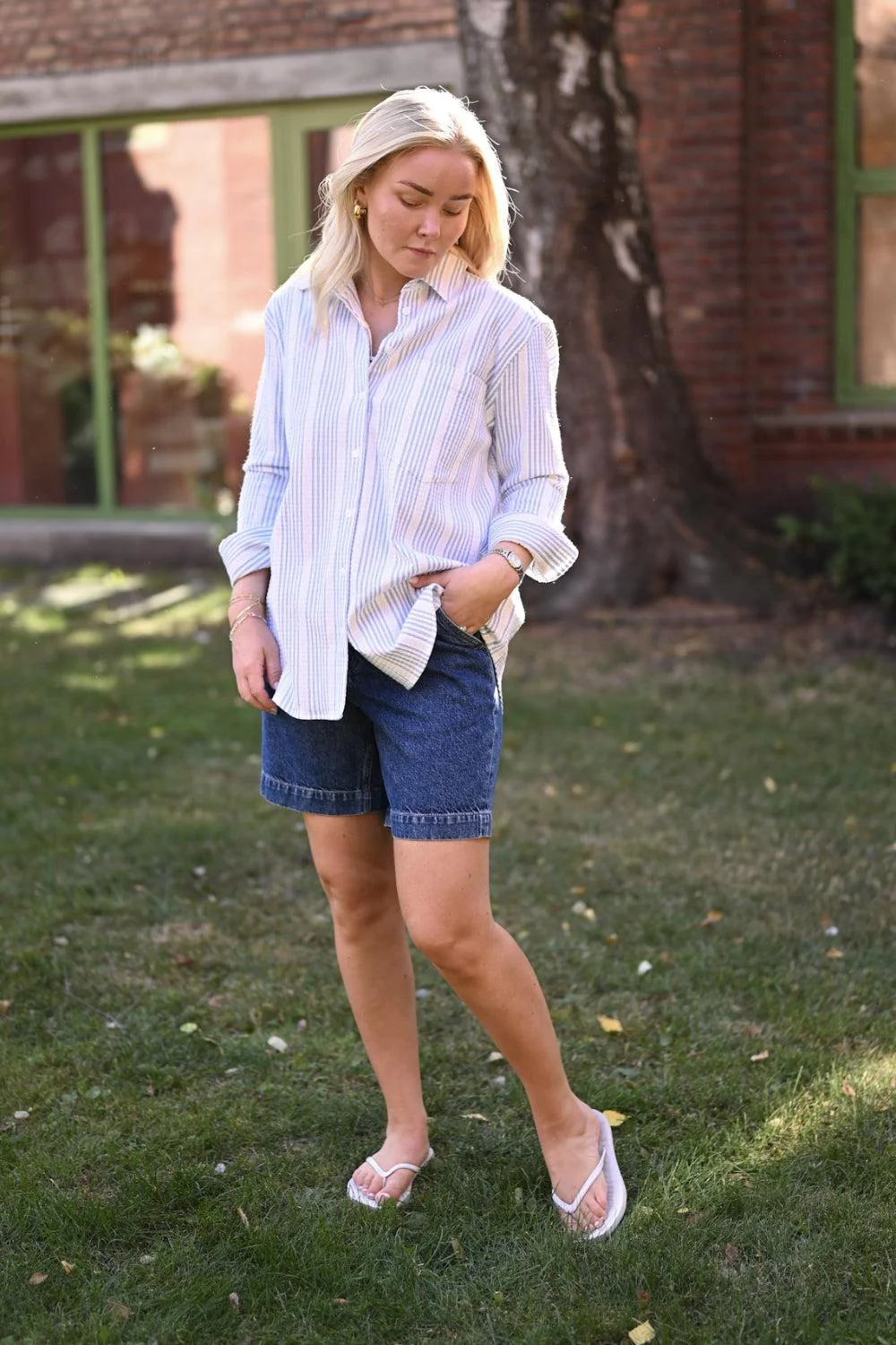 Bibi Crepe Shirt Blue Stripe - Image 2