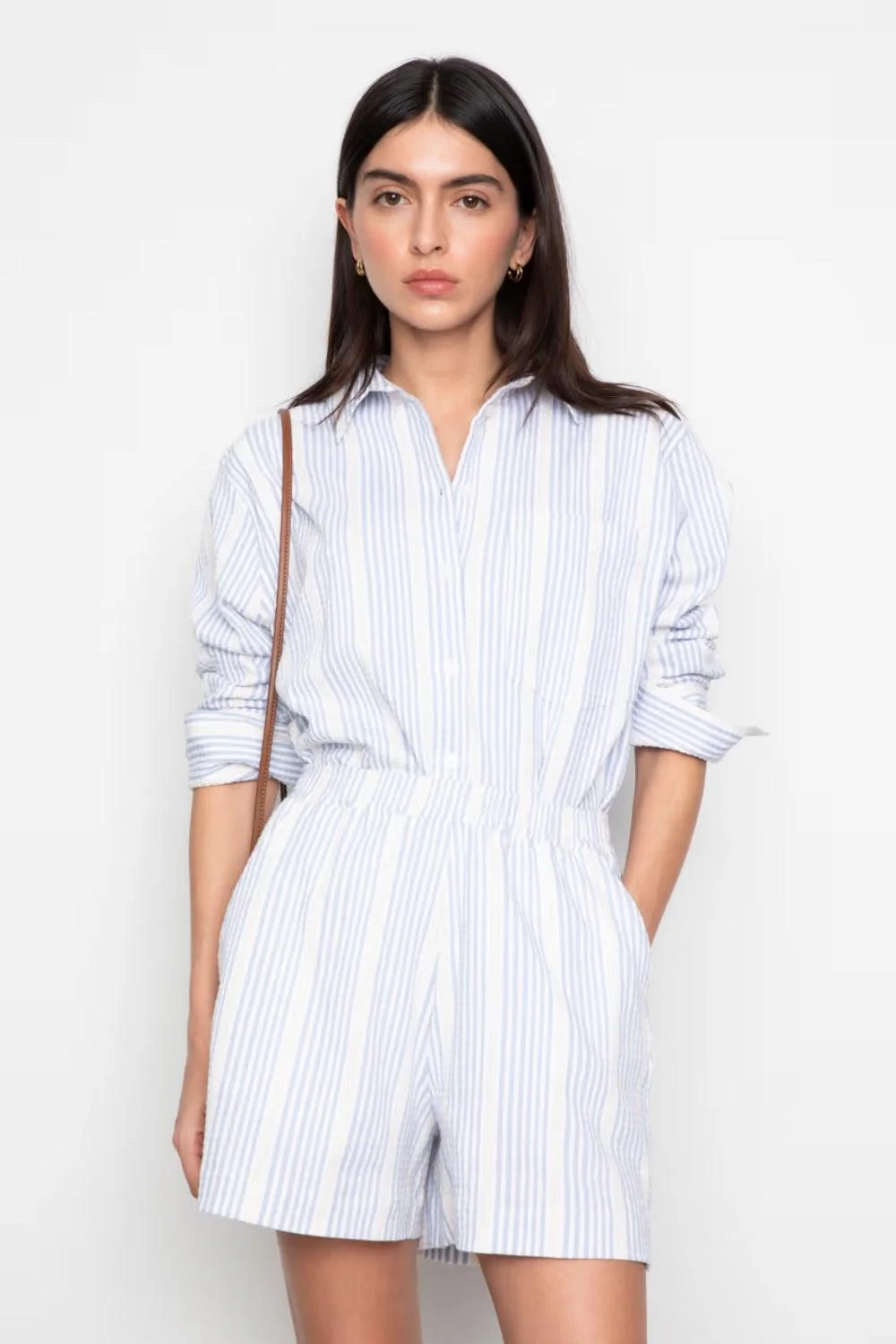 Bibi Crepe Shirt Blue Stripe - Image 4