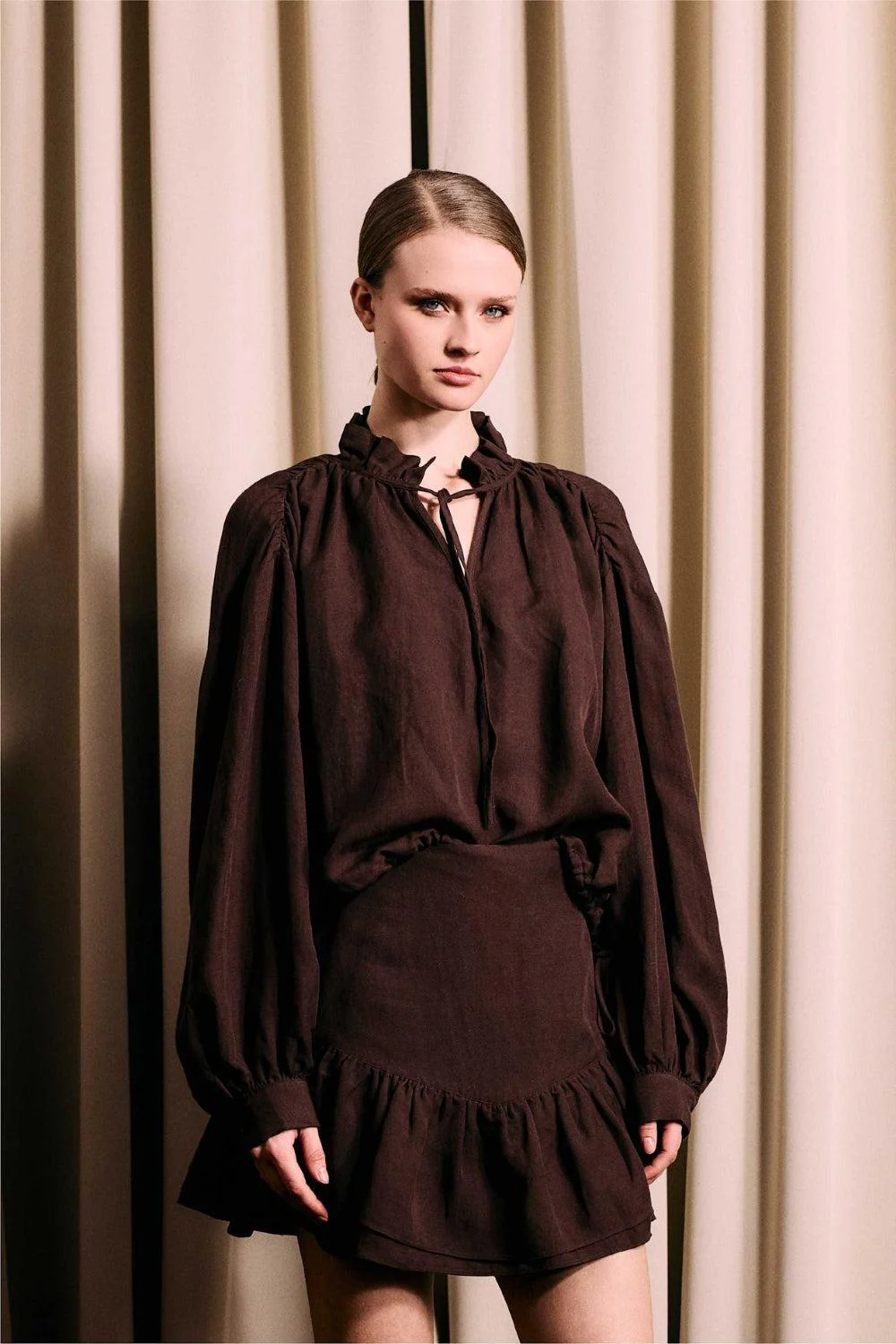 Posy Linen Skirt Cocoa Brown - Image 2
