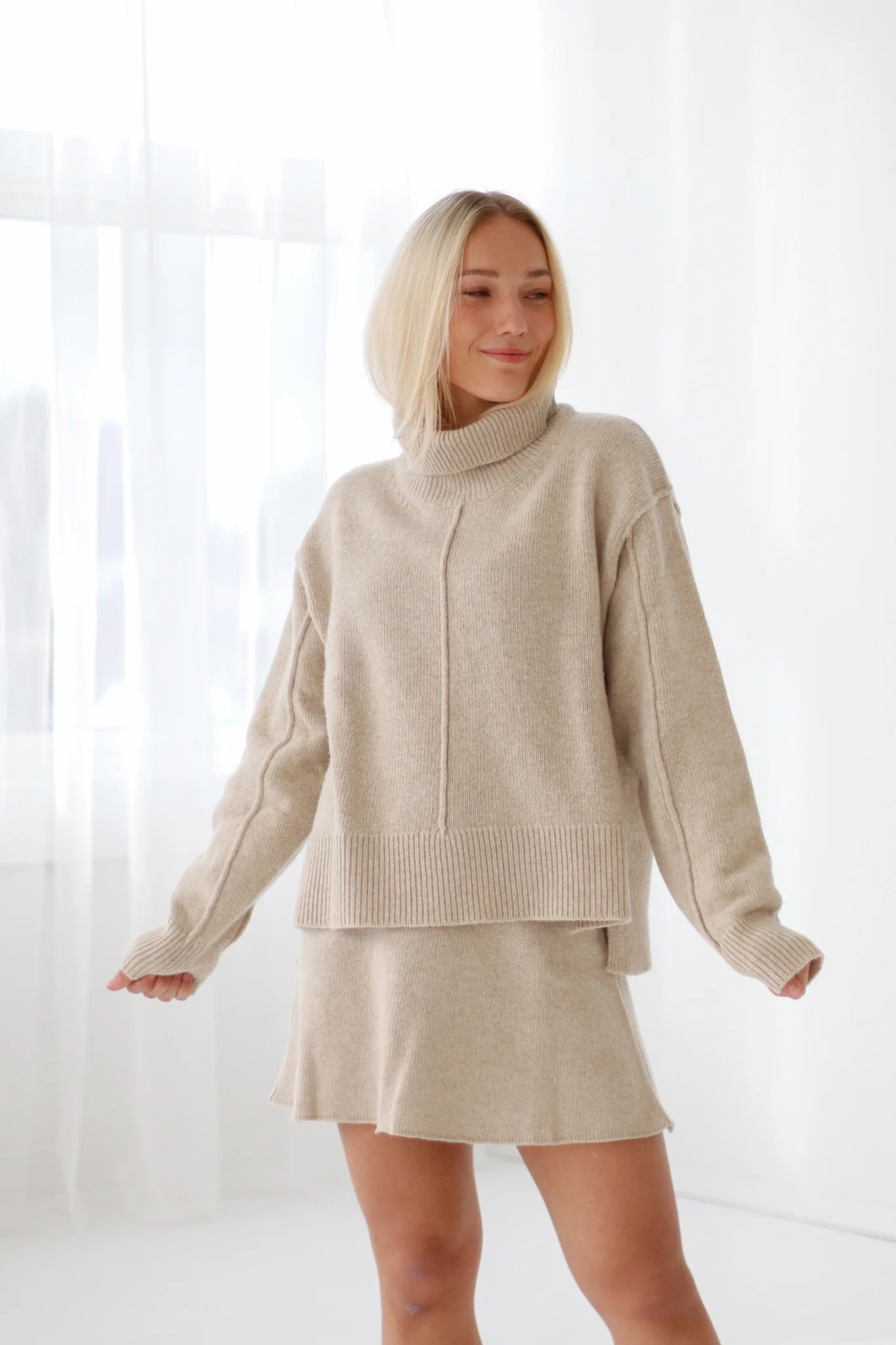 Villa Skirt Beige Melange - Image 3