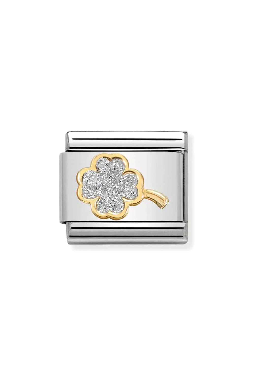 Glitter symbols 18k Gold & enamel silver four-leaf clover