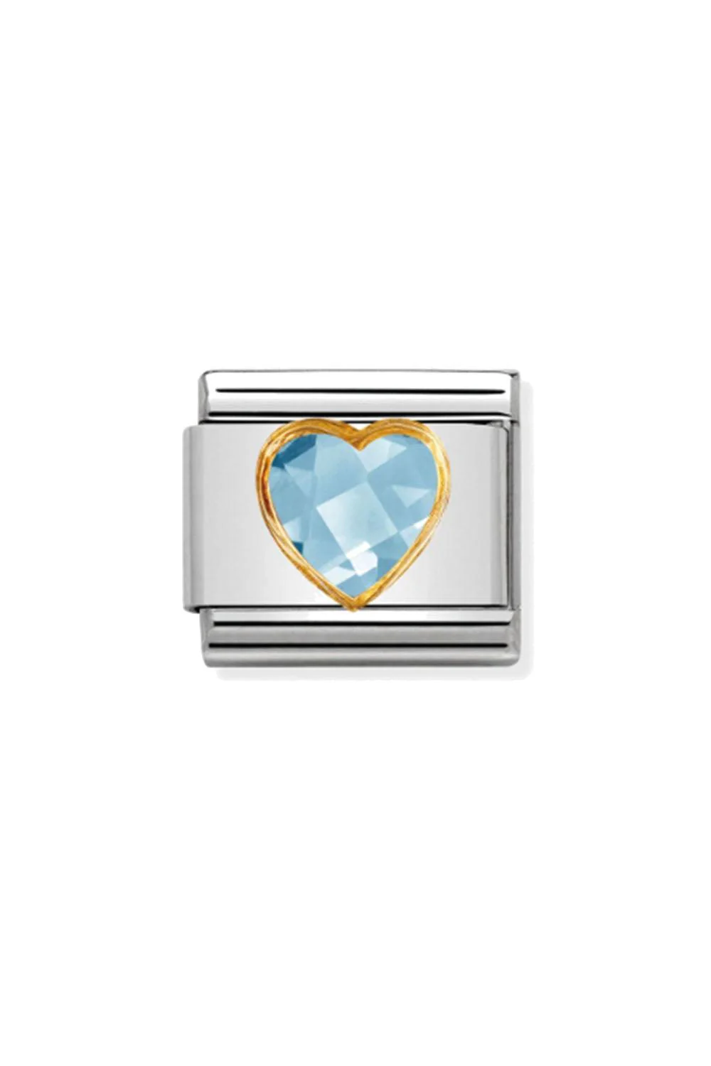 Faceted 18k Gold & CZ Light Blue Heart