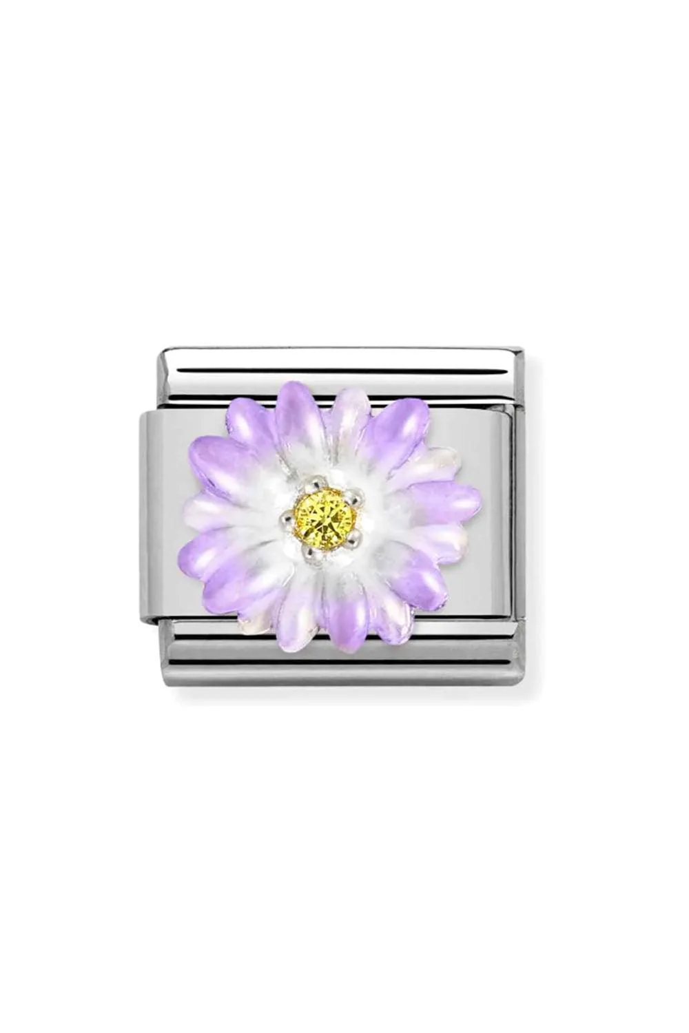 Symbols 925 Sterling Silver with Enamel and CZ purple flower