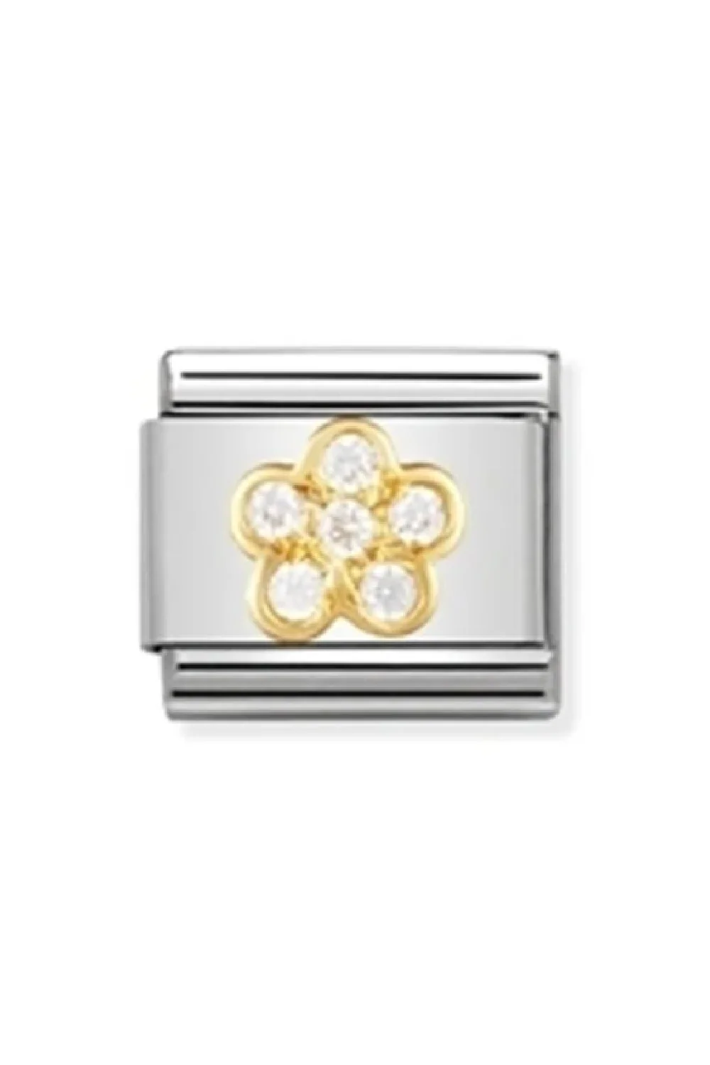 NATURE 18k gold and CZ White Flower